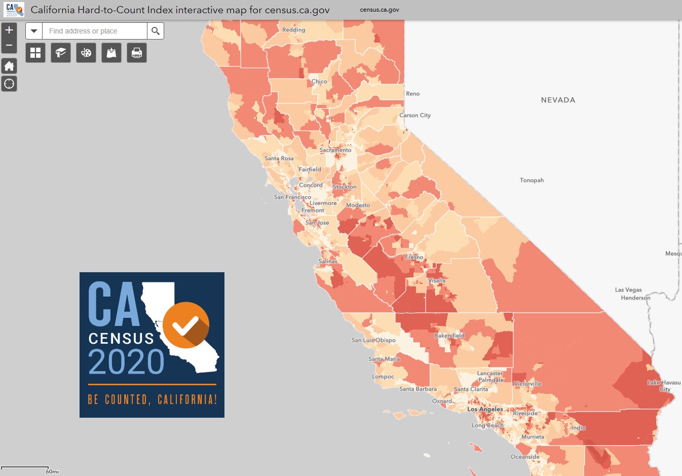 Picture of California with HTC Index gradient